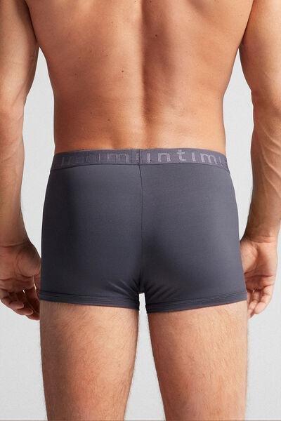 Grey Boxer Microfibre Shorts With Logo, , large image number 3