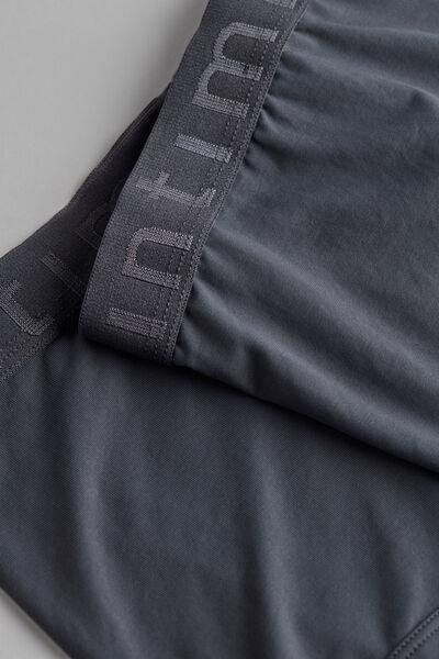 Grey Boxer Microfibre Shorts With Logo, , large image number 4