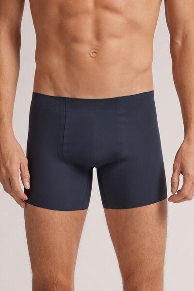 Blue - 800 - Midnight Blue Seamless Microfibre Boxers, , medium