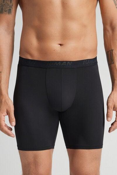 Black Long Microfibre Boxers, Black, large image number 0