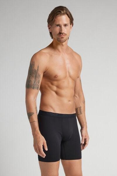 Black Long Microfibre Boxers, Black, large image number 1