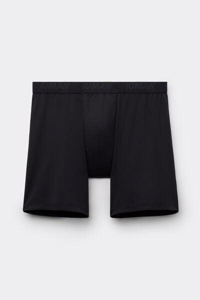 Black Long Microfibre Boxers, Black, medium