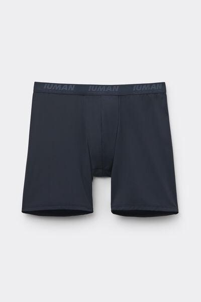 Navy Long Microfibre Boxers, Midnight Blue, large image number 2