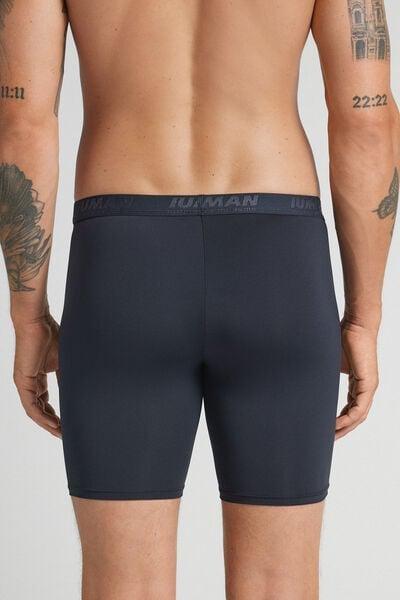 Navy Long Microfibre Boxers, Midnight Blue, large image number 3