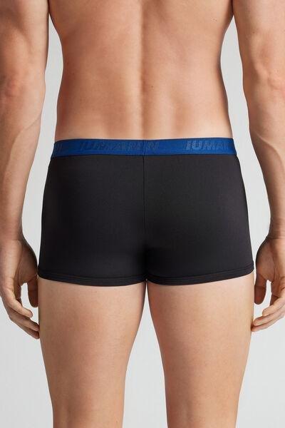 Black Embroidered Marino Microfibre Boxers, B601_101K, large image number 3