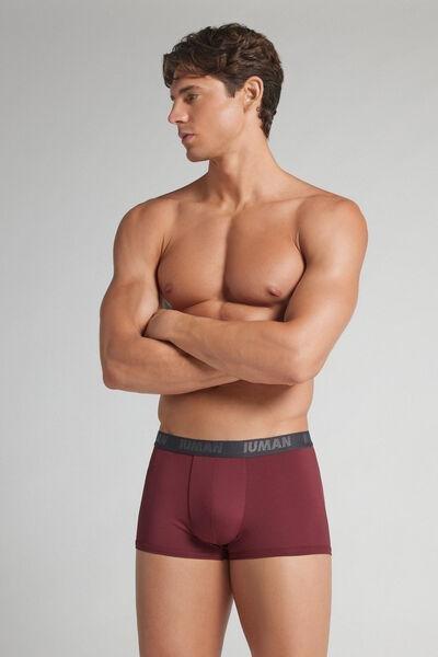 Burgundy / Grey Elastic Waist Boxers, B601_233K, large image number 1