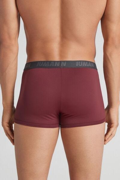 Burgundy / Grey Elastic Waist Boxers, B601_233K, large image number 3