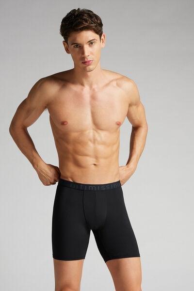 Black Long Microfibre Boxers, , large image number 1