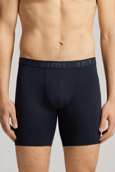 Blue Long Microfibre Boxers, , large image number 0