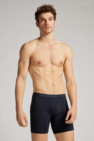 Blue Long Microfibre Boxers, , large image number 1
