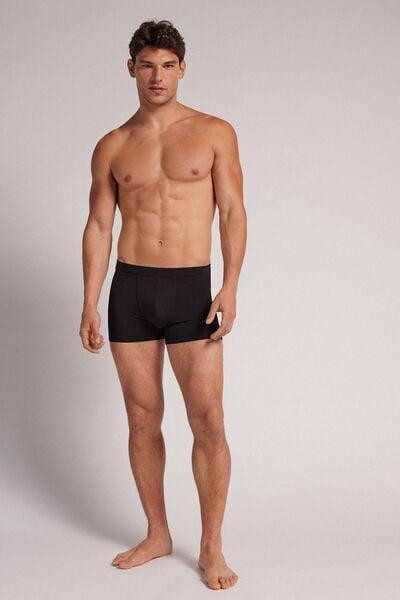 Black Microfibre Stretch Boxers, Black, large image number 1