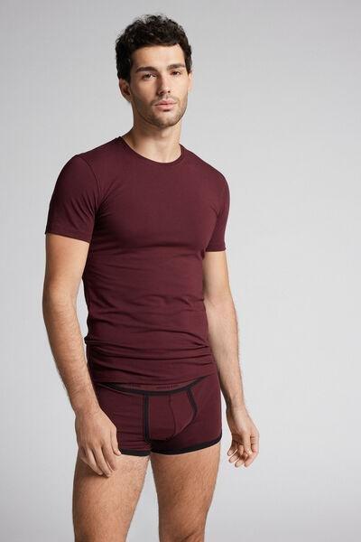 Burgundy Superior Cotton Boxers With Logo, , large image number 1
