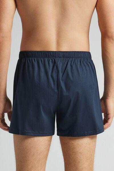 Navy Loose-Fit Mercerised Cotton Boxers, , large image number 3