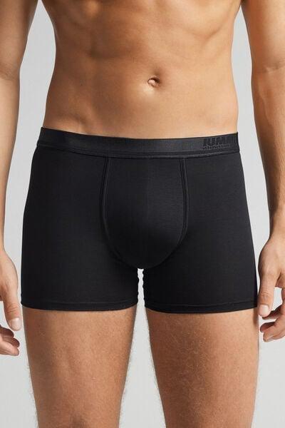 Black Mercerised Cotton Boxers, Black, large image number 0
