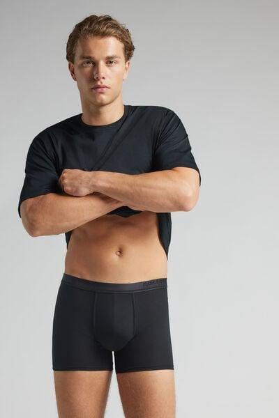 Black Mercerised Cotton Boxers, Black, large image number 1