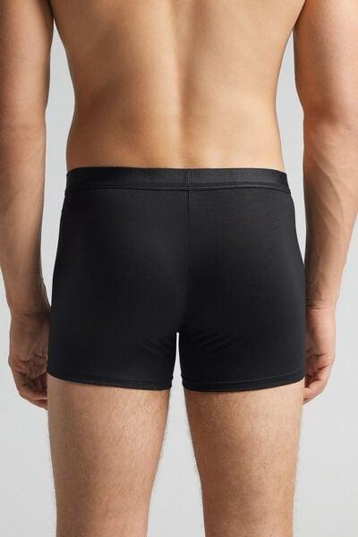 Black Mercerised Cotton Boxers, Black, large image number 3