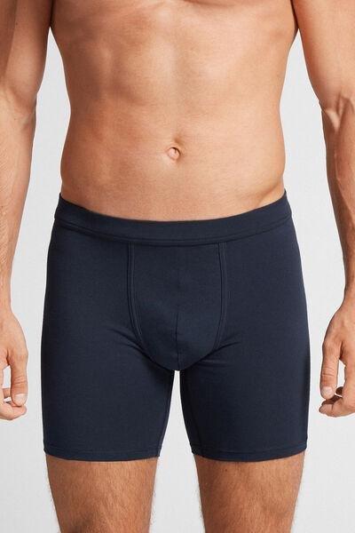 Blue Long Superior Cotton Boxers, , medium
