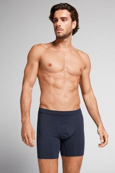 Blue Long Superior Cotton Boxers, , large image number 1