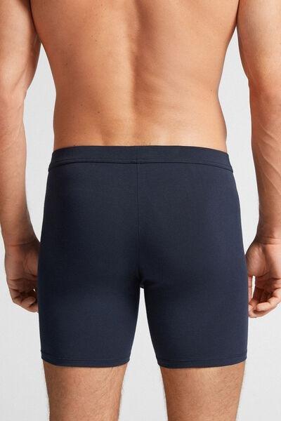 Blue Long Superior Cotton Boxers, , large image number 3