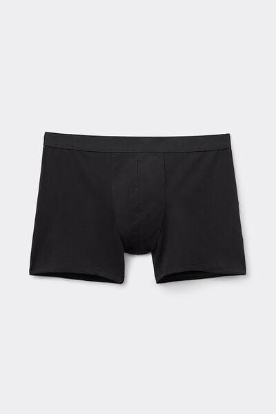 Black - 019 - Black Cotton Boxers with Exposed Elasticated Waistband, , large image number 1