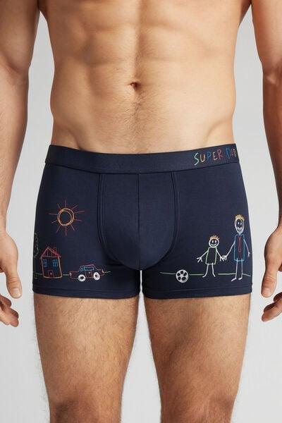Navy Printed Boxers, , large image number 0
