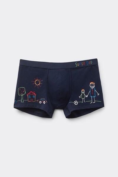 Navy Printed Boxers, , large image number 1