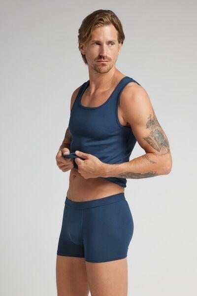 Blue Elasticated Waistband Silk Boxers, B601_886J, large image number 1