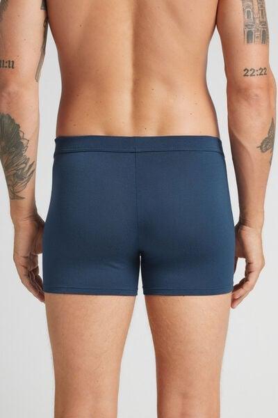 Blue Elasticated Waistband Silk Boxers, B601_886J, large image number 3