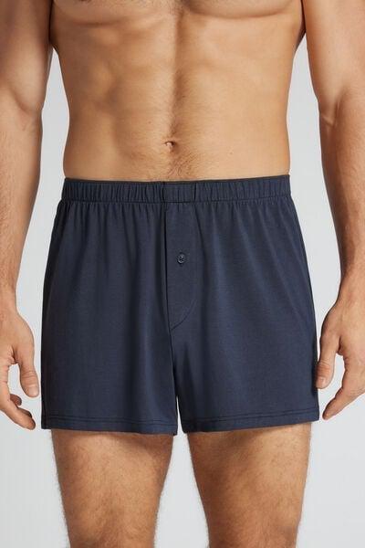 Navy Loose-Fit Soft Silk Boxers, Midnight Blue, large image number 0