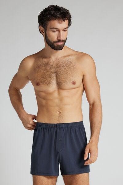 Navy Loose-Fit Soft Silk Boxers, Midnight Blue, large image number 1