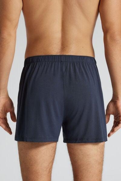 Navy Loose-Fit Soft Silk Boxers, Midnight Blue, large image number 3
