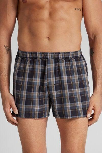 Navy Check Print-Detail Boxers, B601_072K, large image number 0