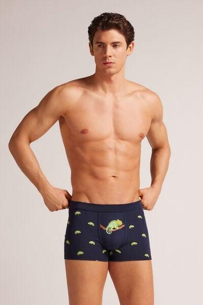 Navy Printed Boxers, , large image number 1