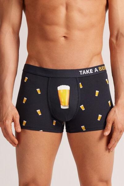 Navy Beer Print Boxers, B601_807J, large image number 0