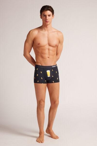 Navy Beer Print Boxers, B601_807J, large image number 1
