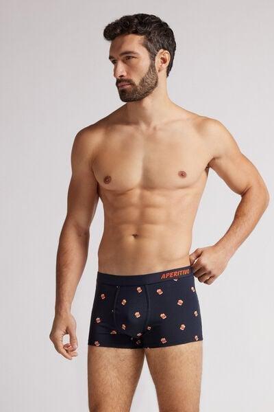 Navy Printed Boxers, , large image number 1