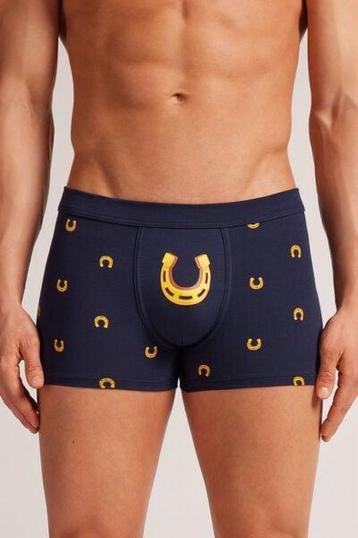 Navy Horseshoe Print Boxers, , large image number 0