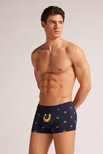 Navy Horseshoe Print Boxers, , large image number 1