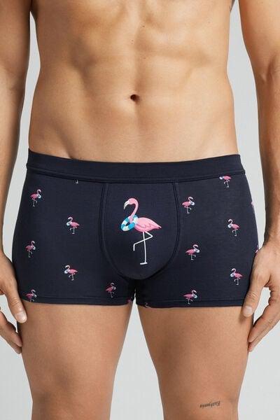 Navy Flamingo Print Boxers, , large image number 0