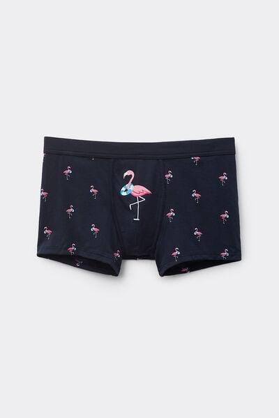 Navy Flamingo Print Boxers, , large image number 1