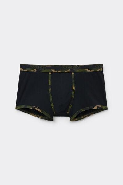 Black Camouflage-Print Trim Cotton Boxers, Black, large image number 2