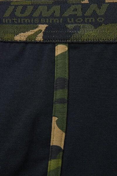 Black Camouflage-Print Trim Cotton Boxers, Black, large image number 4