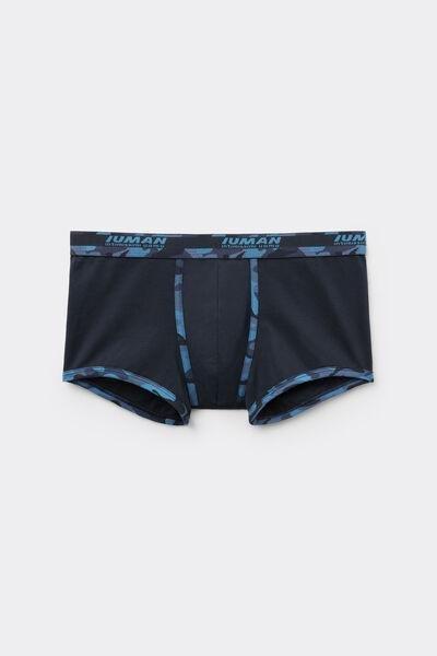 Navy Camouflage-Print Trim Cotton Boxers, Midnight Blue, large image number 2
