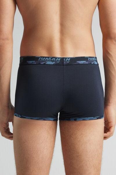 Navy Camouflage-Print Trim Cotton Boxers, Midnight Blue, large image number 3