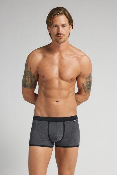 Black Finely Striped Print Cotton Boxers, Black, large image number 1