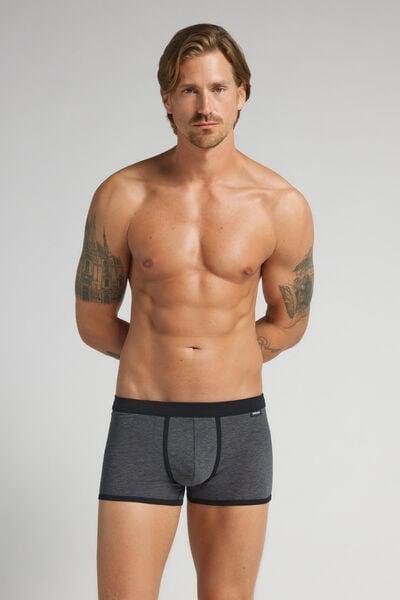 Black Finely Striped Print Cotton Boxers, Black, medium