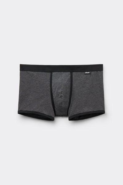 Black Finely Striped Print Cotton Boxers, Black, medium