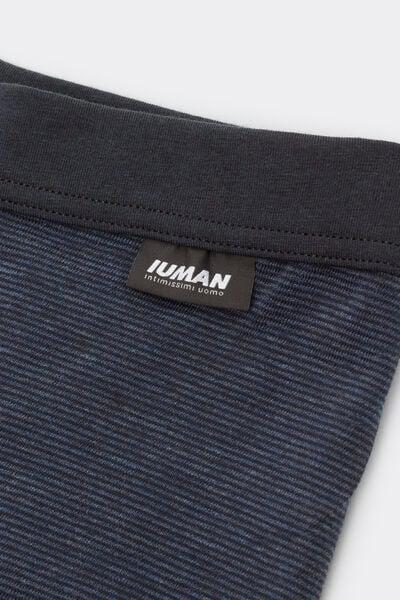 Navy Finely Striped Print Cotton Boxers, Midnight Blue, large image number 4