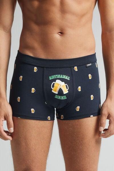 Navy Beer-Print Superior Cotton Boxers, B601_970J, large image number 0