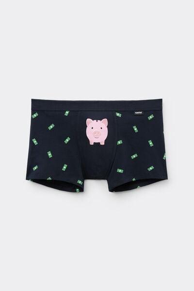 Navy Piggy Bank - Print Cotton Boxers, , large image number 2